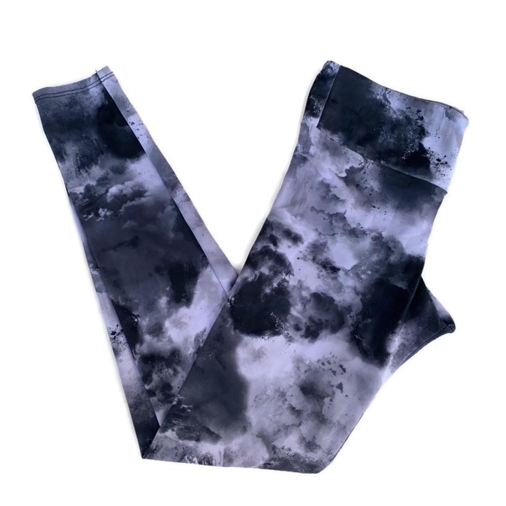 Onzie Gray and Black Cloud Tie Dye Full Length Activewear Leggings